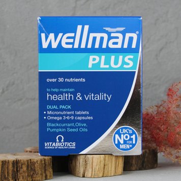 Wellman Plus Vitabiotics (Велмен плюс) - полівітамінний комплекс 2 в 1 для підтримки чоловічого здоров‘я 1373 фото