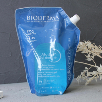 Bioderma Atoderm Gel (Біодерма Атодерм) - запасний блок ніжного гелю для душу для сухої та чутливої шкіри 1л Франція 1616 фото