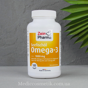 Omega-3 ZeinPharma 1000 mg (Омега Зеин Фарма) - омега-3 для подростков и взрослых 140 капсул Германия 1141 фото