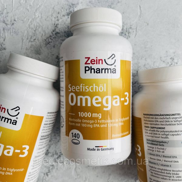 Omega-3 ZeinPharma 1000 mg (Омега Зеін Фарма) - омега-3 для підлітків та дорослих 140 капсул Німеччина 1141 фото