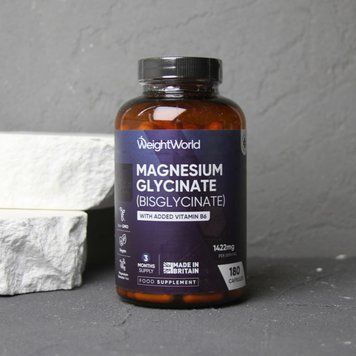 Magnesium Glycinate WeightWorld(Bisglycinate) + Vitamin B6 - (Магний Бисглицинат) - для успокоения нервной системы, улучшения сна, снижения тревожности и борьбы с судорогами 180 капсул 2022 фото