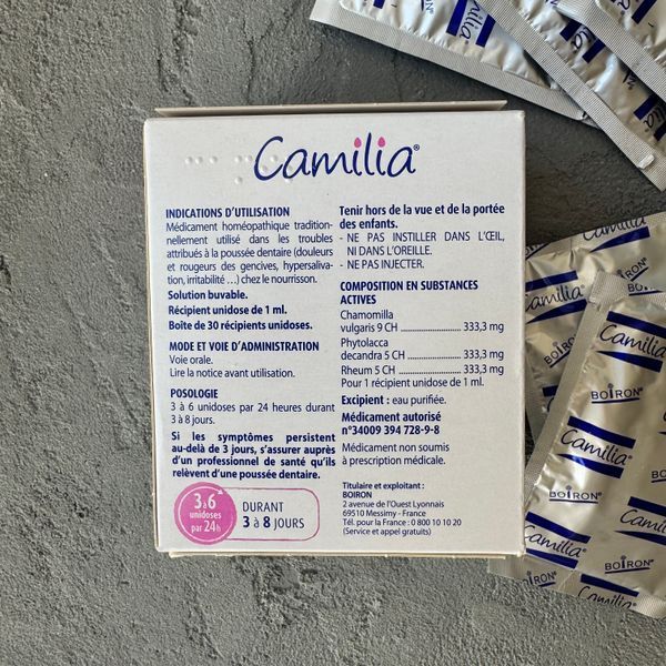 Camilia 30 монодоз Франція (Камілія) &ndash; монодози для полегшення симптомів прорізування зубів у дітей 30 монадою Франція 1917 фото
