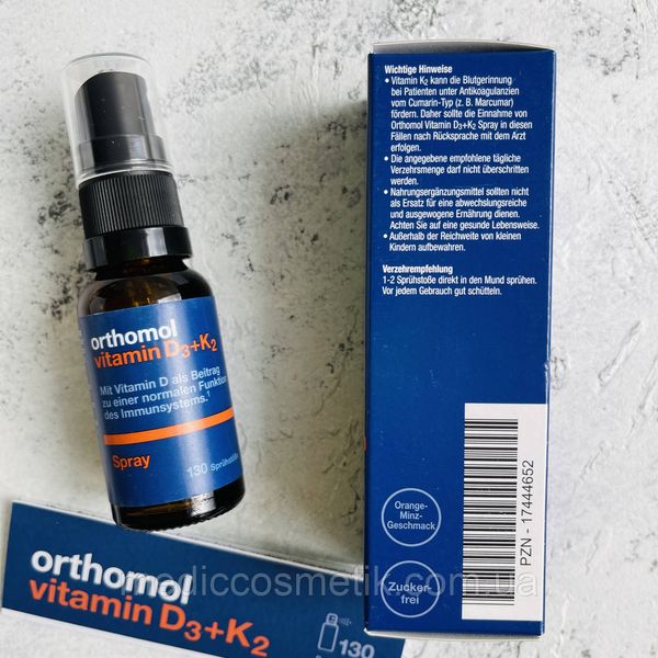 Orthomol Vitamin D3+K2 спрей (Ортомол) –  немецкий поливитаминный комплекс созданный для поддержания иммунной системы и здоровья костей 1635 фото