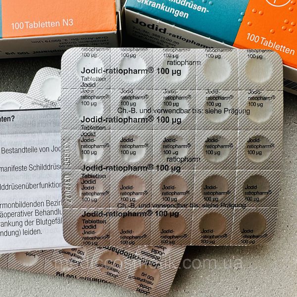 Jodid Ratiopharm (Йодид) — німецький йод 100 мкг  100 штук Німеччина 1455 фото