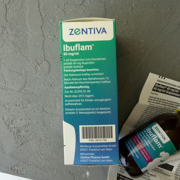 Ibuflam 40 мг/мл Zentiva (Ибуфлам) &ndash; сироп ибупрофена для детей с 6 месяцев Германия 1990 фото