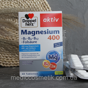 DoppelHerz Magnesium +B6+B1+B12+ B9 (Магнезіум) - комплекс для для нормального функціонування м’язів та нервової системи 60 штук 1115 фото