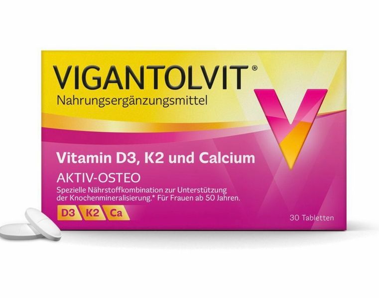 Vigantolvit D3+K2+кальций (Вигантолвит) - комплекс для женщин 50+ 30 штук Германия 1387 фото