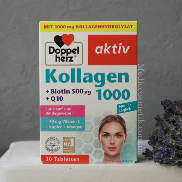 Kollagen 1000 + Hyaluron + Q10 Doppelherz (Колаген) - харчова добавка для краси  30 штук 1051 фото