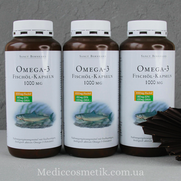 Omega-3 1000 мг Sanct Bernhard (Омега-3)– капсулы омега3 для взрослых 220 штук Германия 1140 фото