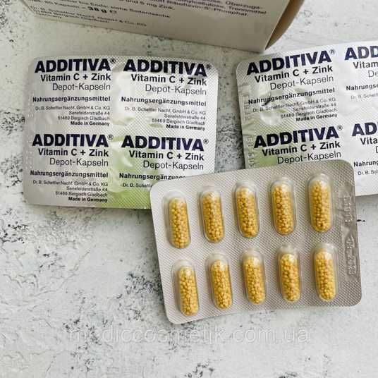 Additiva Vitamin C + Zink 80 капсул — комплекс для імунітету з цинком