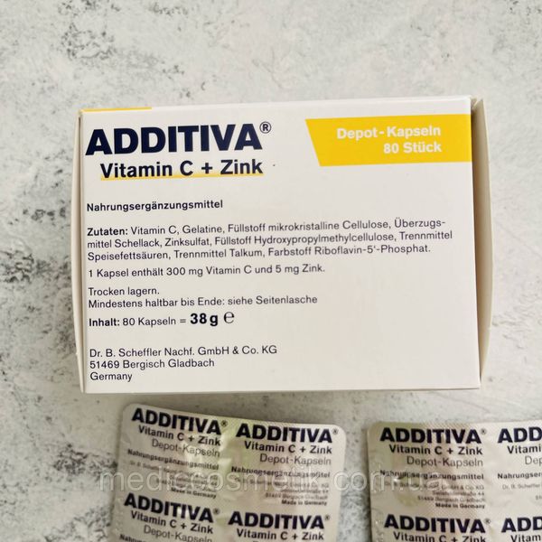 ADDITIVA Vitamin C Zinc (Аддітива) - комплекс для імунітету 80 штук 1001 фото