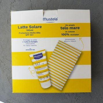 Mustela Latte Solare SPF 50+ + рушник (Мустела Латте Соларе) - подарунковий набір сонцезахисного молочка і рушничка&nbsp; 2091 фото