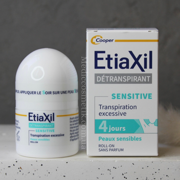 Etiaxil Sensitive (Этиаксил) - эффективный роликовый антиперспирант ночного действия для чувствительной кожи, обеспечивающий длительную защиту от умеренного и чрезмерного потоотделения и запаха пота в области подмышек 1809 фото